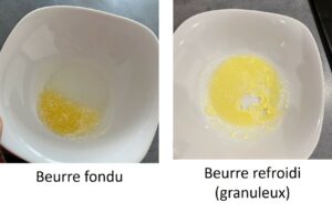 photos de beurre fondu puis refroidi