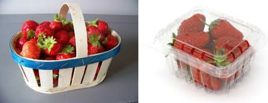 Photos d'emballages de fraises.