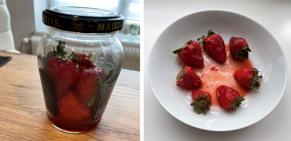 Résultats de l'expérience des fraises enfermées dans un bocal.