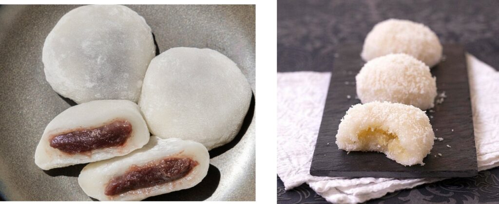 mochis et boules de coco.