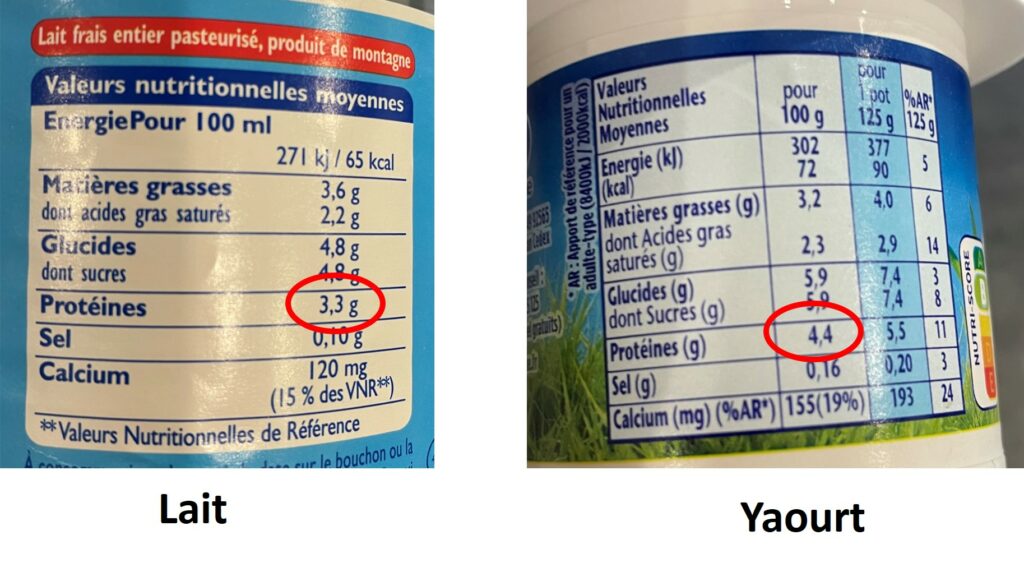 Composition du lait et des yaourts.