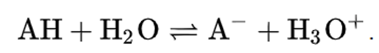 formule de la dissociation d'un acide faible dans de l'eau.